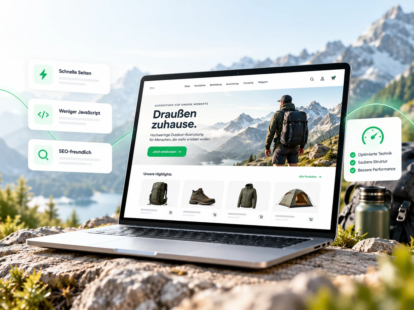 Performanter Outdoor-Onlineshop im alpinen Umfeld
