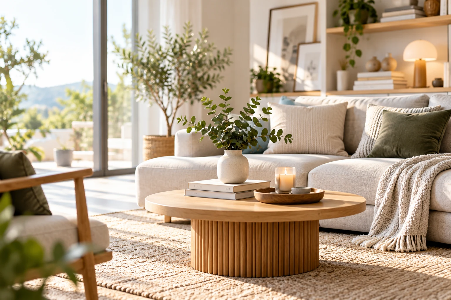 Helles Wohnzimmer im skandinavischen Stil
