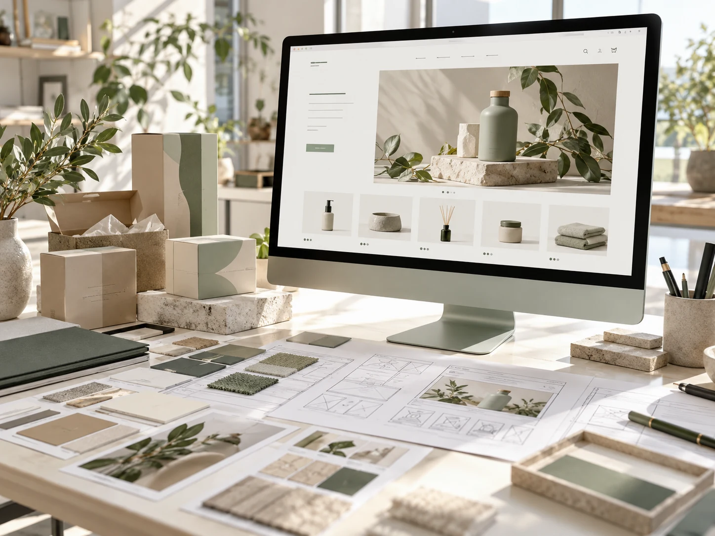 e-commerce design scene representing the choice between commerce platforms
