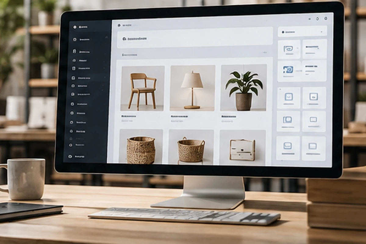 Open-Source-Commerce-Konzeptdarstellung eines Produktkatalogs mit Administrations- und Modulfunktionen